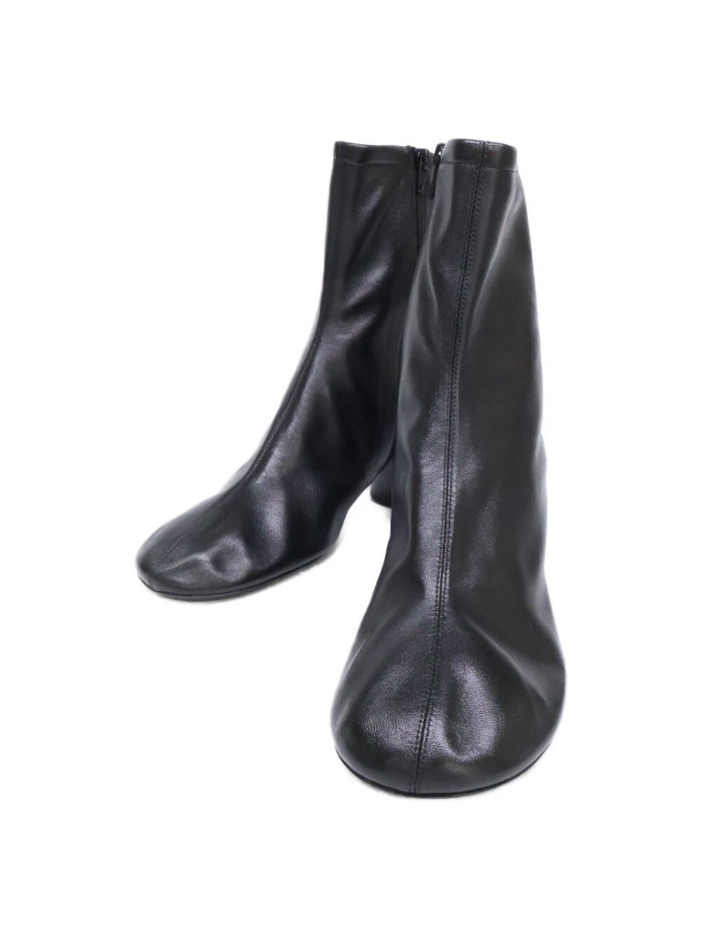 Balenciaga Leather Round Toe Heels Short Boots